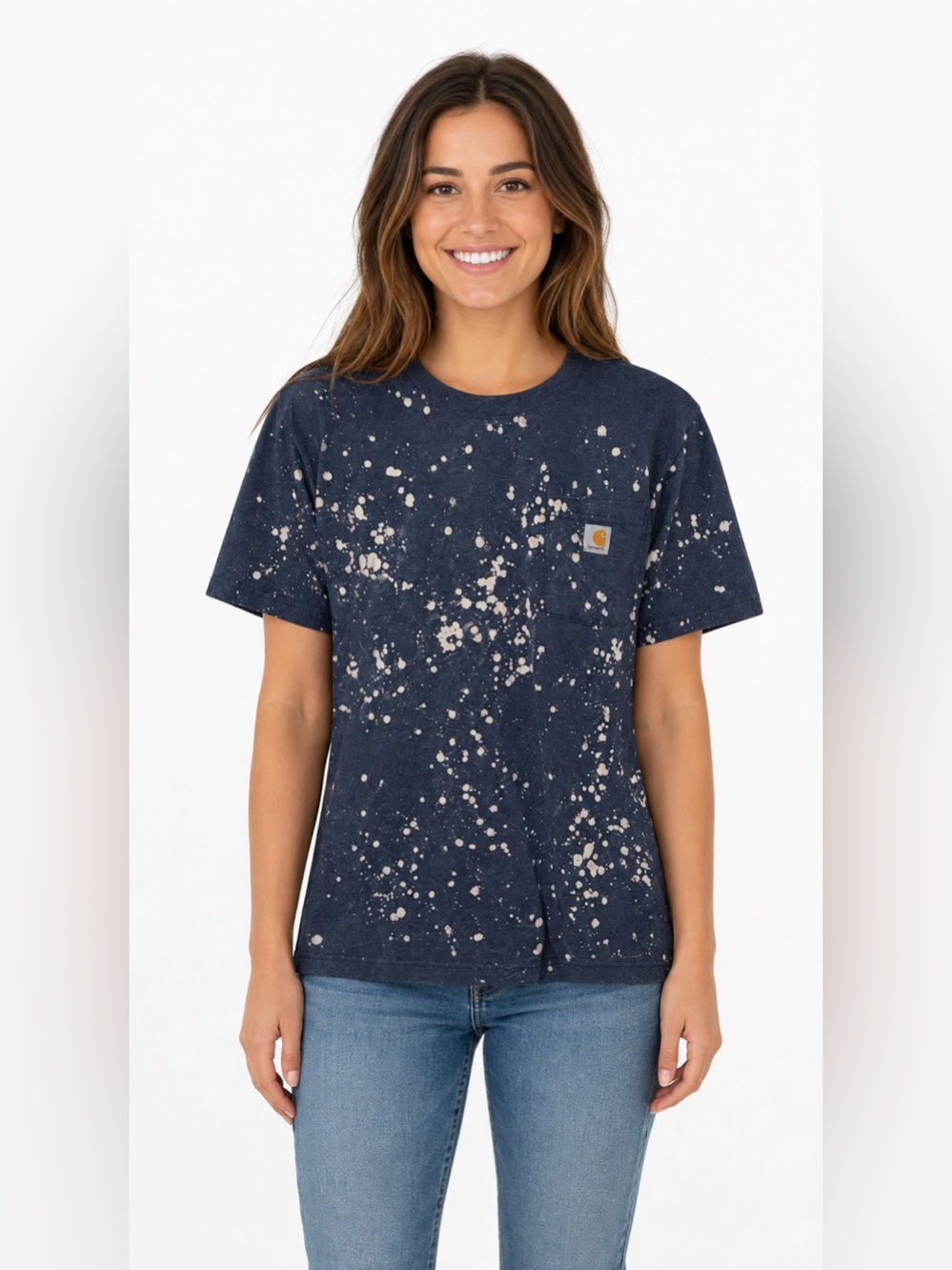 CARHARTT WOMENS SPECKLED SHORT SLEEVE LOOSE FIT SHIRT SIZE SMALL OLI-